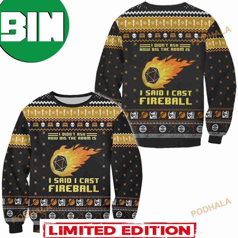 Dungeons And Dragons Fireball For Fans Ugly Sweater Binteez