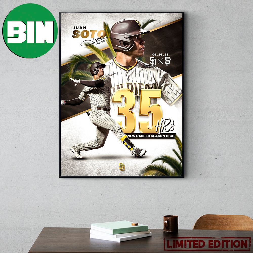 Juan Soto San Diego Padres Signature 35 HRs New Career Season High Home  Decor Poster Canvas - Binteez