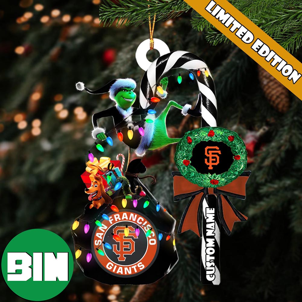 San Francisco Giants MLB Custom Name Grinch Candy Cane Tree Decorations  Xmas 2023 Gift Christmas Ornament - Binteez