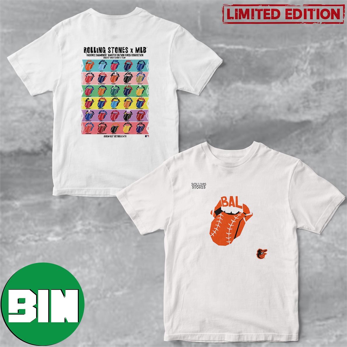 The Rolling Stones x Baltimore Orioles MLB Hackey Diamonds Limited Edition  Vinyl Collection Collab T-Shirt - Binteez