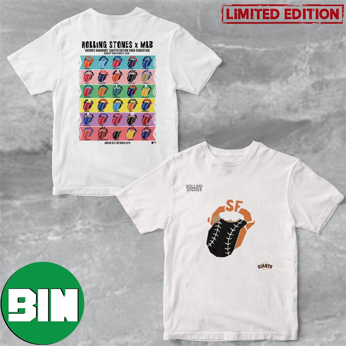 The Rolling Stones x San Francisco Giants MLB Hackey Diamonds Limited  Edition Vinyl Collection Collab T-Shirt - Binteez