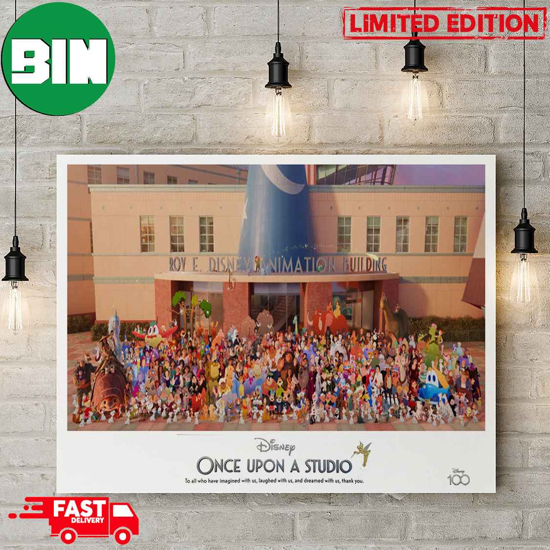 Disney's 100th Anniversary Class Photo Cast Member Exclusive Lithograph  Assemble Once Upon A Studio Poster Canvas - Binteez