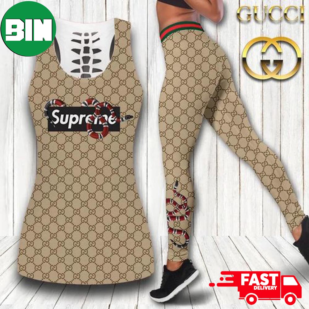 Gucci Black Stripe Tank Top And Leggings Luxury Brand Clothes For Women -  Binteez