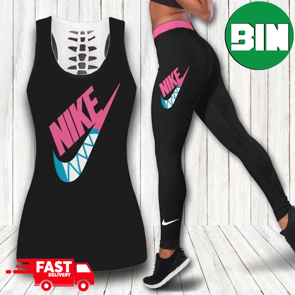 Nike Flower Tank Top And Leggings Combo Sport Clothing Outfit Gym For Women  - Binteez