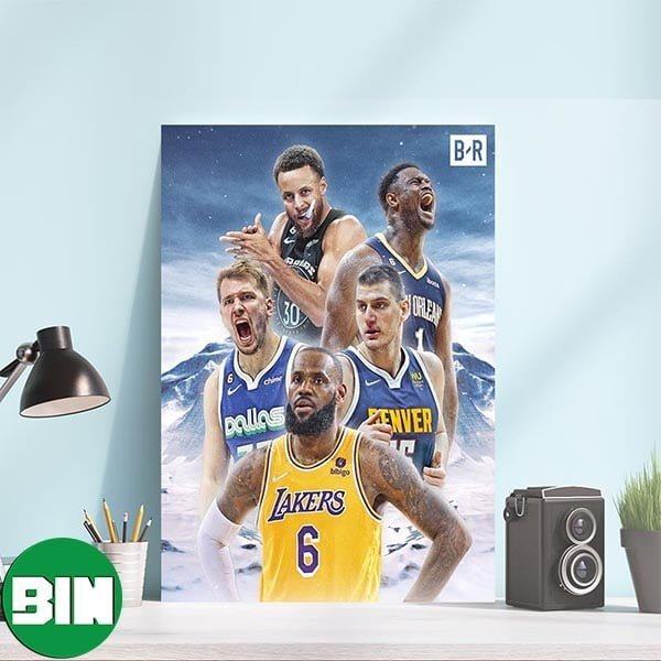 2023 West All-Star Starters Steph Curry x Luka Doncic x LeBron James x Zion Williamson x Nikola Jokic NBA Home Decorations Poster-Canvas