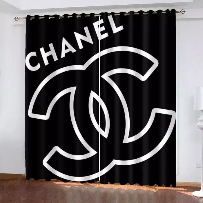 Chanel Black n White Logo Window Curtain - Binteez