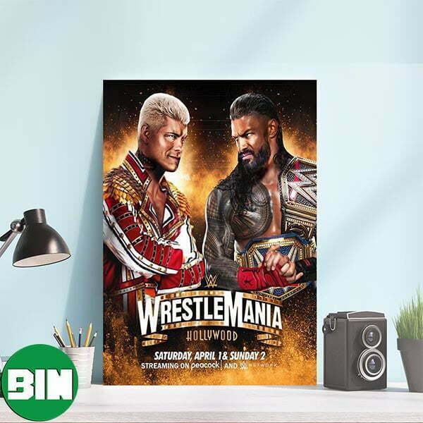 Cody Rhodes x Roman Reigns WWE Wrestle Mania Champion Versus Canvas-Poster