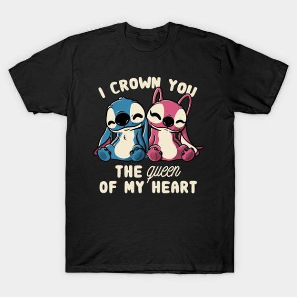 I Crown You The Queen Of My Heart x Stitch – Disney Valentine Day For Couple T-Shirt