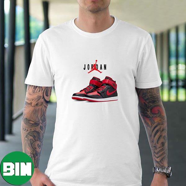 Nike US Air Jordan 1 Hi FlyEase Black Fire Red Fashion T-Shirt
