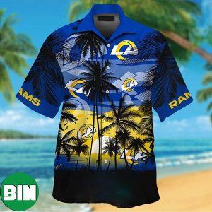 Palm Tree Blue Yellow Los Angeles Rams Hawaiian Shirt