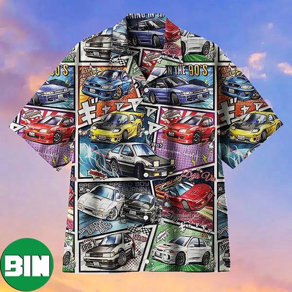 90s Initial D-Car Poster Aloha Hawaiian Shirt