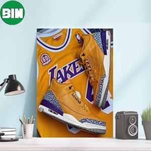 Air Jordan 3 x Los Angeles Lakers Custom Decorations Poster-Canvas
