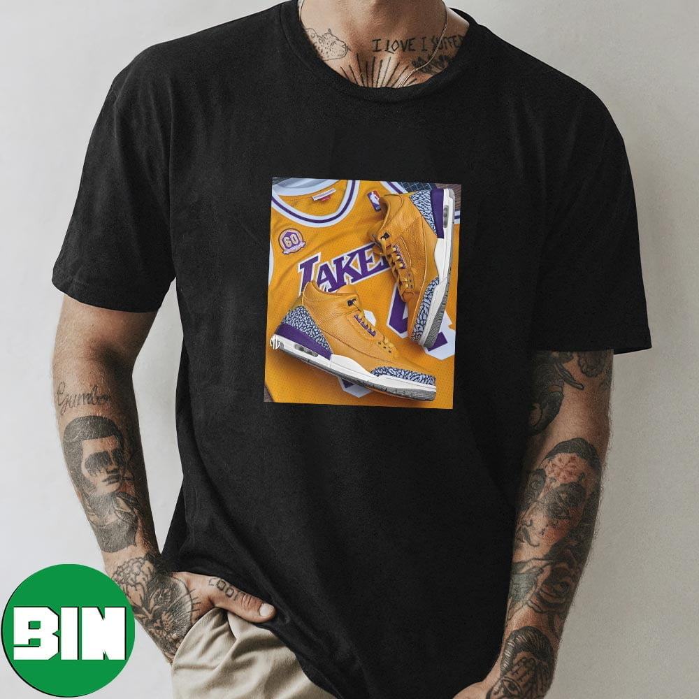 Air Jordan 3 x Los Angeles Lakers Custom Sneaker T-Shirt