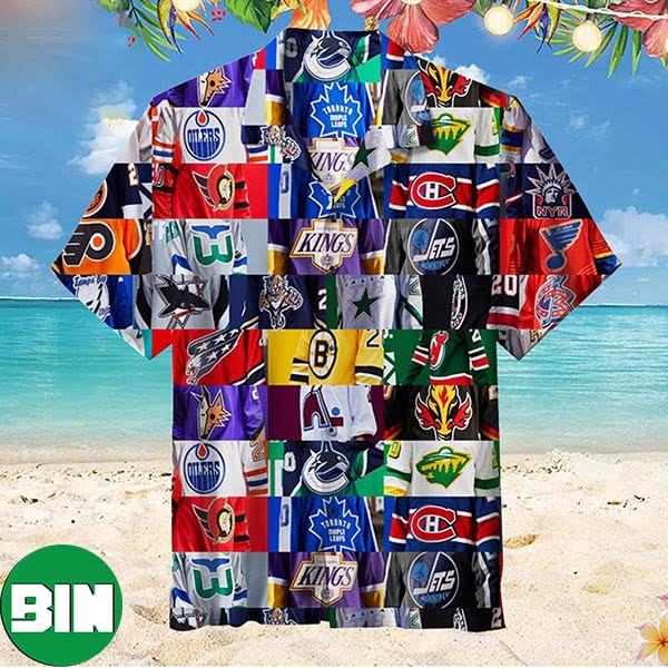 All NHL Reverse Logo Retro Jerseys Summer Hawaiian Shirt
