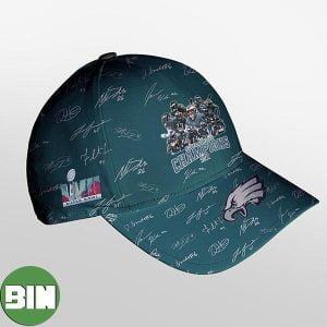 All Over Print Signatures Champions Of Philadelphia Eagles Congrats Winner Super Bowl LVII 2023 Cap