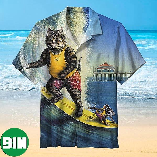Amazing Cat And Mouse Surfing Summer Hawaiian Shirt