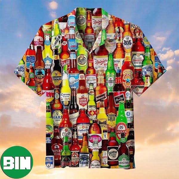 Beer Bottle Major League Puzzle Aloha Hawaiian Shirt