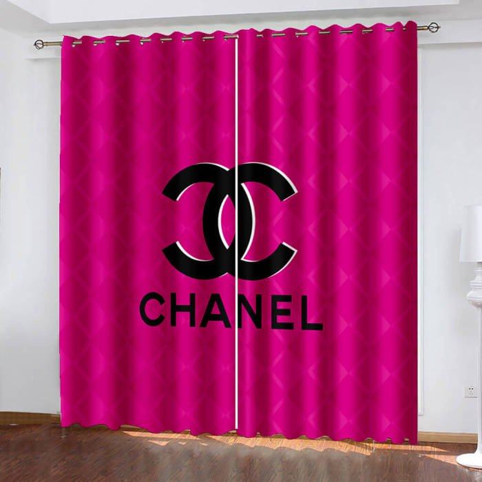 Chanel Pattern Curtains Blackout Room Decor Window Curtains - Binteez