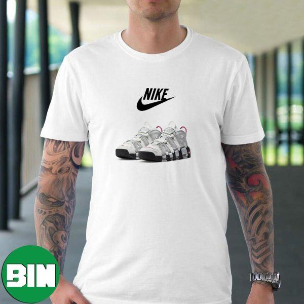 Nike Air More Uptempo WMNS Summit White Wolf Grey Pure Platinum Rosewood Style T-Shirt