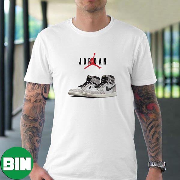 Official Look At The Air Jordan 1 High OG White Cement Fan Gifts T-Shirt