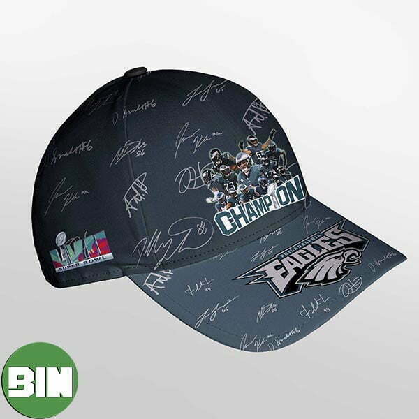 Super Bowl LVII 2023 Champions Philadelphia Eagles Winner All Team Signatures Hat