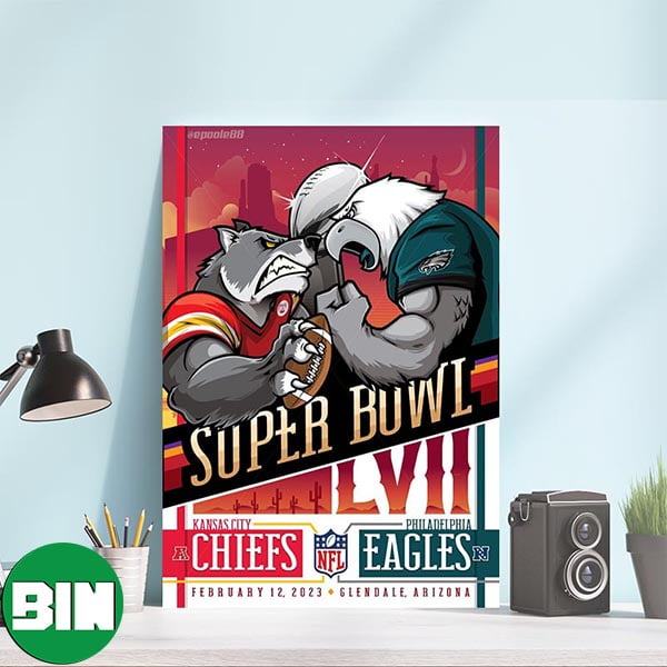 Super Bowl LVII 2023 Kansas City Chiefs vs Philadelphia Eagles NFL Decorations Poster-Canvas