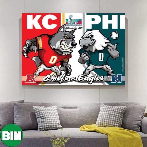 Super Bowl LVII All Set Kansas City Chiefs vs Philadelphia Eagles Super Furry Bowl Decorations Poster-Canvas