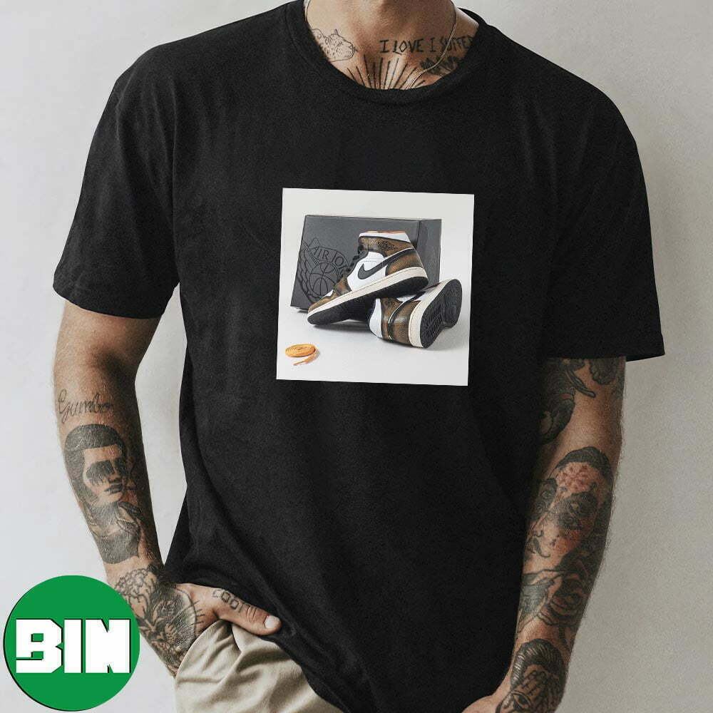 The Black And White-Taxi Wear Away Air Jordan 1 Mid SE Style T-Shirt