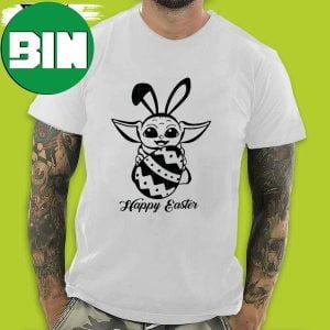Baby Yoda Bunny Eggs Happy Easter Day 2023 T-Shirt