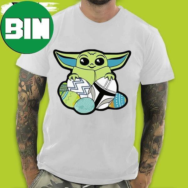 Baby Yoda Holding Star Wars The Mandalorian Happy Easter Egg 2023 T-Shirt