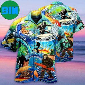 Bigfoot Loves Cool Surfing Summer Hawaiian Shirt