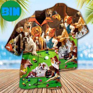 Billiard Dogs Playing Pool Summer Hawaiian Shirt