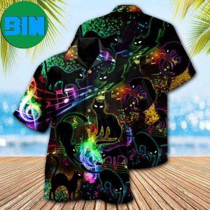 Black Cat The Magical Light Cats On Music Notes Tropical Hawaiian Shirt