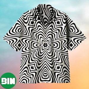 Black n White Hexagonal Ripples Universal Summer Hawaiian Shirt