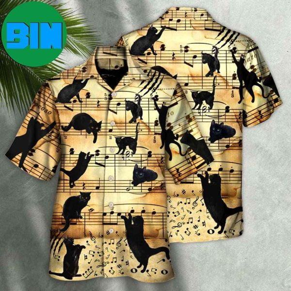 Cat Love Music Note Tropical Hawaiian Shirt