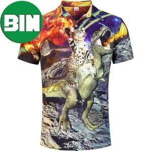 Cat Riding Spitfire Dinosaur Funny Summer Hawaiian Shirt