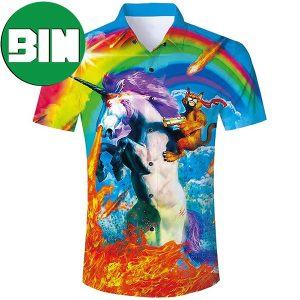 Cat Riding Unicorn Funny Summer Hawaiian Shirt