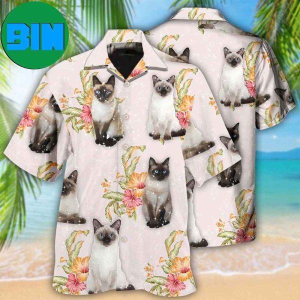 Cat Tropical Floral Siamese Cat Tropical Hawaiian Shirt