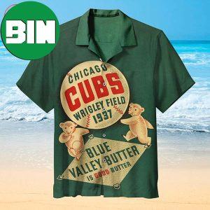 Chicago Cubs Wrigley Field 1937 Blue Valley Butter Is Good Butter Summer Hawaiian Shirt