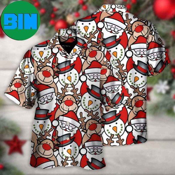 Christmas Cutie Santa And Reindeer Funny Style Tropical Hawaiian Shirt