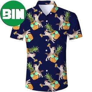 DJ Beer Cat Pineapple Summer Hawaiian Shirt