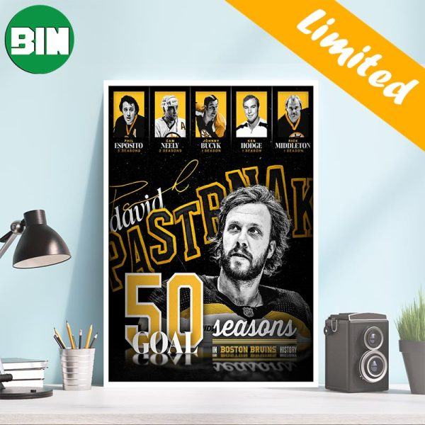 David Pastrnak Boston Bruins 50 Goals – Season In Boston Bruins History Poster-Canvas
