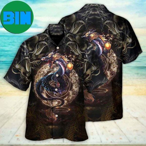 Dragon Golden Japanese Dragon Tropical Hawaiian Shirt