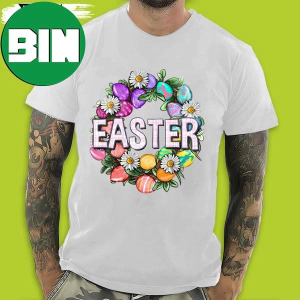 Easter With Eggs And Daisy Cute Easter 2023 T-Shirt