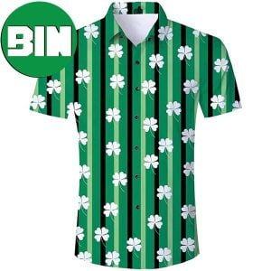 Green Stripes Shamrock Summer Funny Hawaiian Shirt