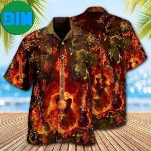 Guitar Music Guitar Where Words Fail Music Speak Flaming Summer Hawaiian Shirt