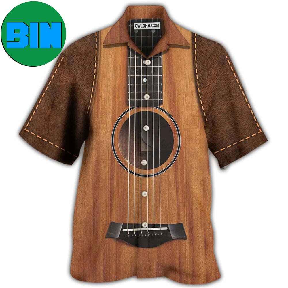 Guitar Vintage Leather Music Lover Tropical Hawaiian Shirt