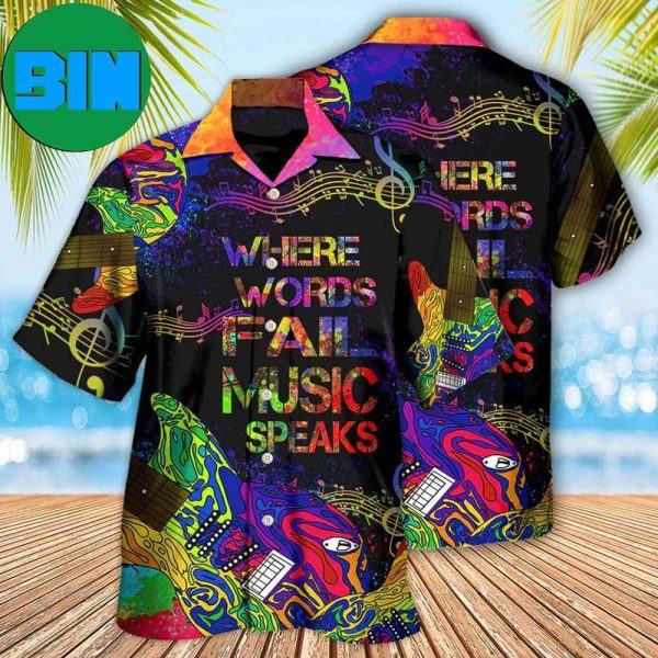 Guitar Where Music Speaks Tropical Hawaiian Shirt