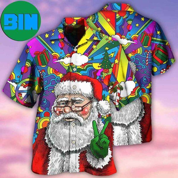 Hippie Funny Santa Claus Christmas Tropical Hawaiian Shirt