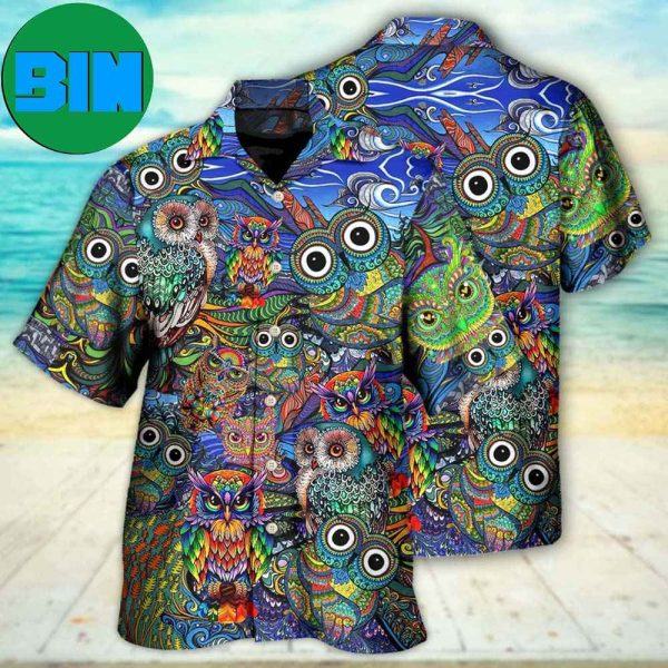 Hippie Owls Peace Life Mix Color Nice Style Tropical Hawaiian Shirt